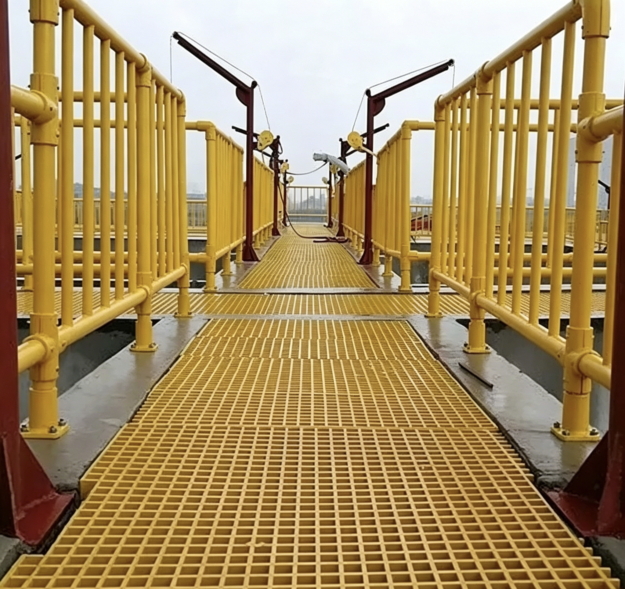 Fiberglass FRP grating, anti-corrosion anti-slip grid plate for chemical workshop and sewage plant platform
